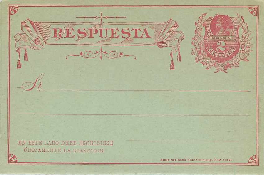 Entier Postal Stationary Chili Chile  2c with reply card — Rückseite