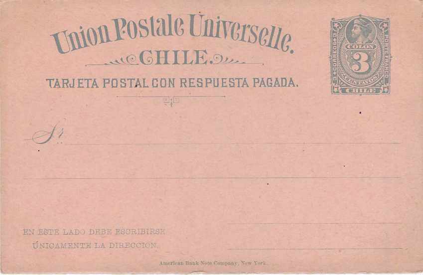 Entier Postal Stationary Chili Chile  3c with reply card — Rückseite