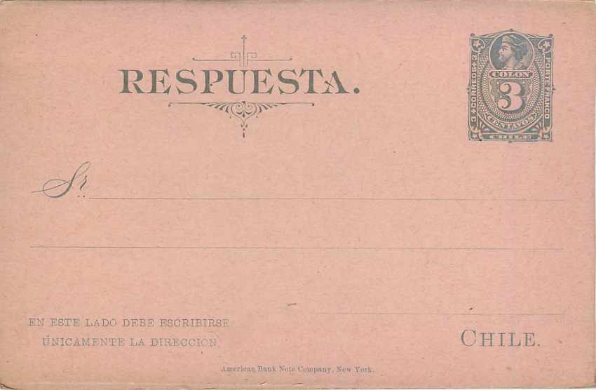 Entier Postal Stationary Chili Chile  3c with reply card — Rückseite