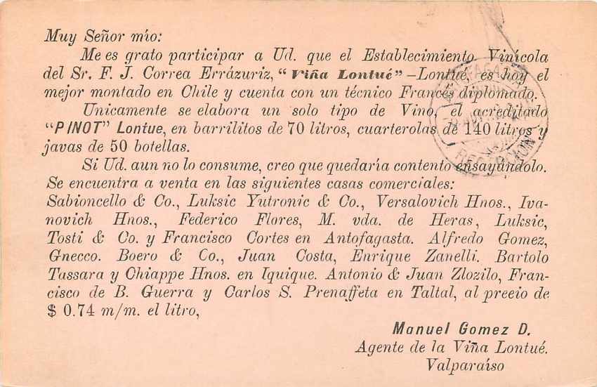 Entier Postal Stationary Chili Chile  2c with reply card — Rückseite