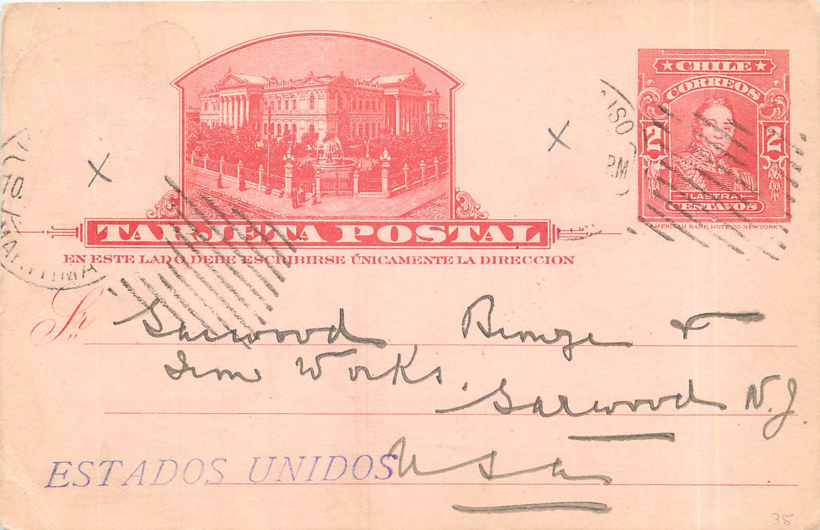 Entier Postal Stationary Chili Chile  2c with reply card