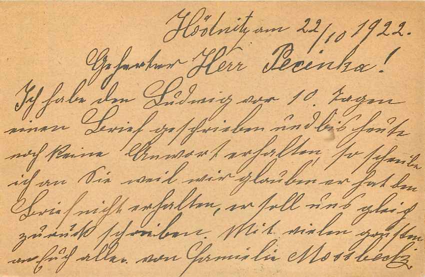 Entier Postal Stationary Tchequie Lion 1922 — Back