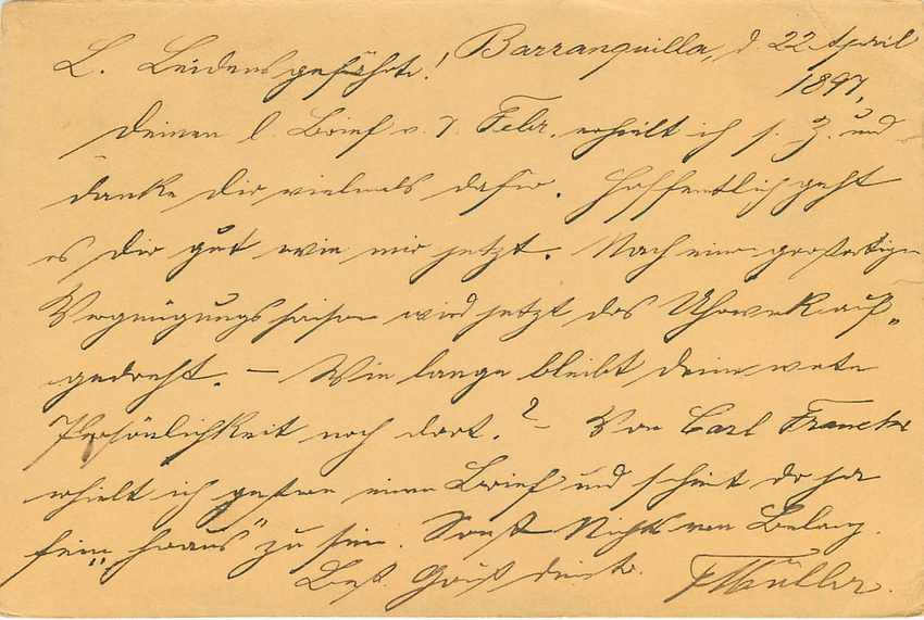 Postal Stationary Entier Postal Colombia 1897 for Valera Venezuela — Rückseite