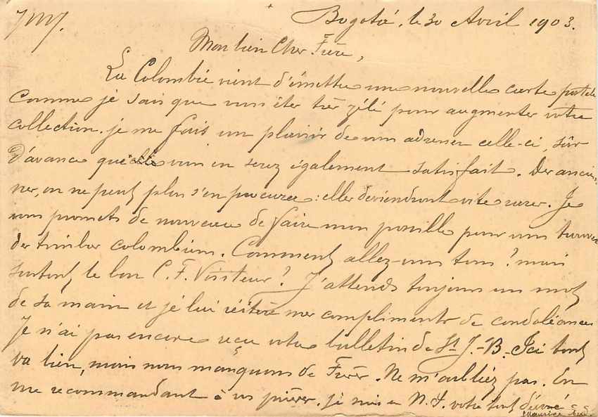 Postal Stationary Entier Postal Colombia 1902 for Wien — Rückseite