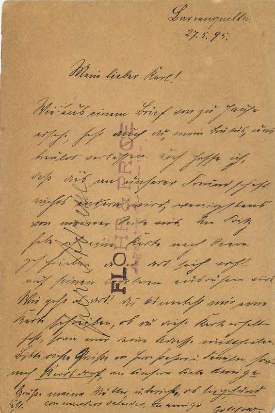 Postal Stationary Entier Postal Colombia 1895 for Germany Handstamp Eisenberg — Rückseite