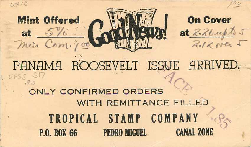 Entier Postal Stationary Panama Canal Zone Amherst 1948 — Rückseite