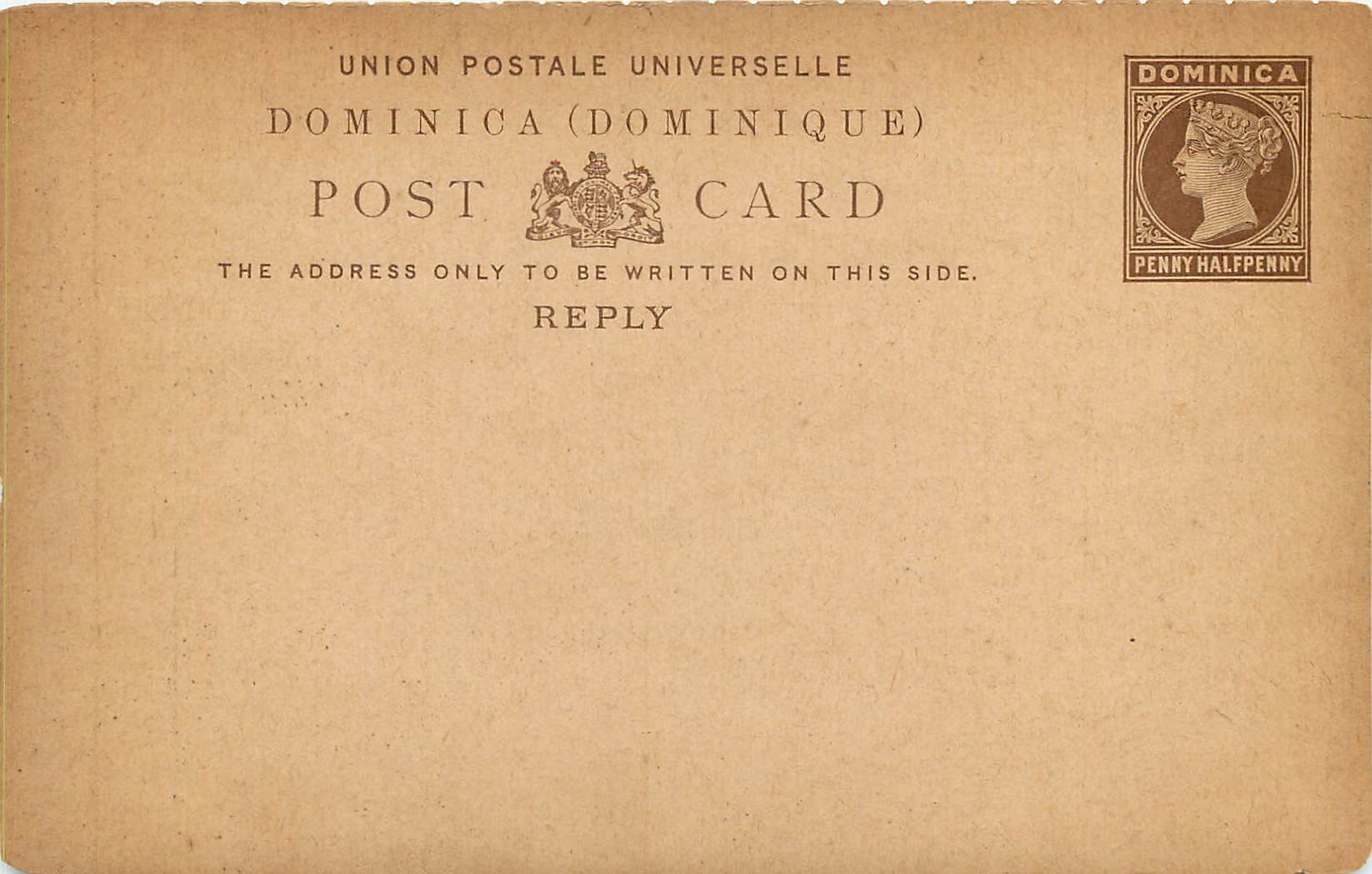 Entier Postal Stationary Dominica 1 1/2 p