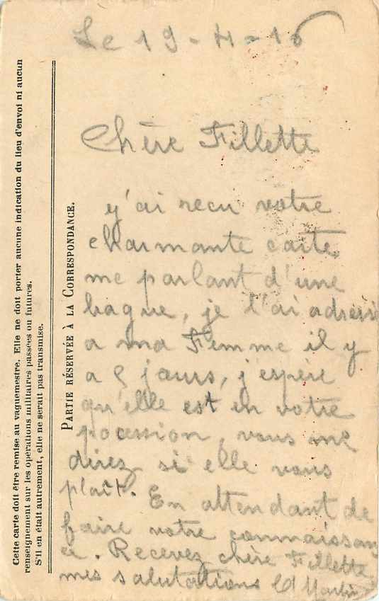 Carte Franchise Militaire Aimee Berthaud Baudry Suisse — Rückseite