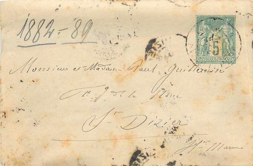 Entier Postal Stationary 5c Sage pour St Dizier