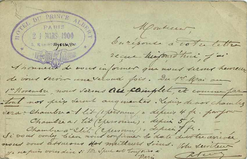 Entier Postal Stationary 10c Paris pour Canton Ohio — Rückseite
