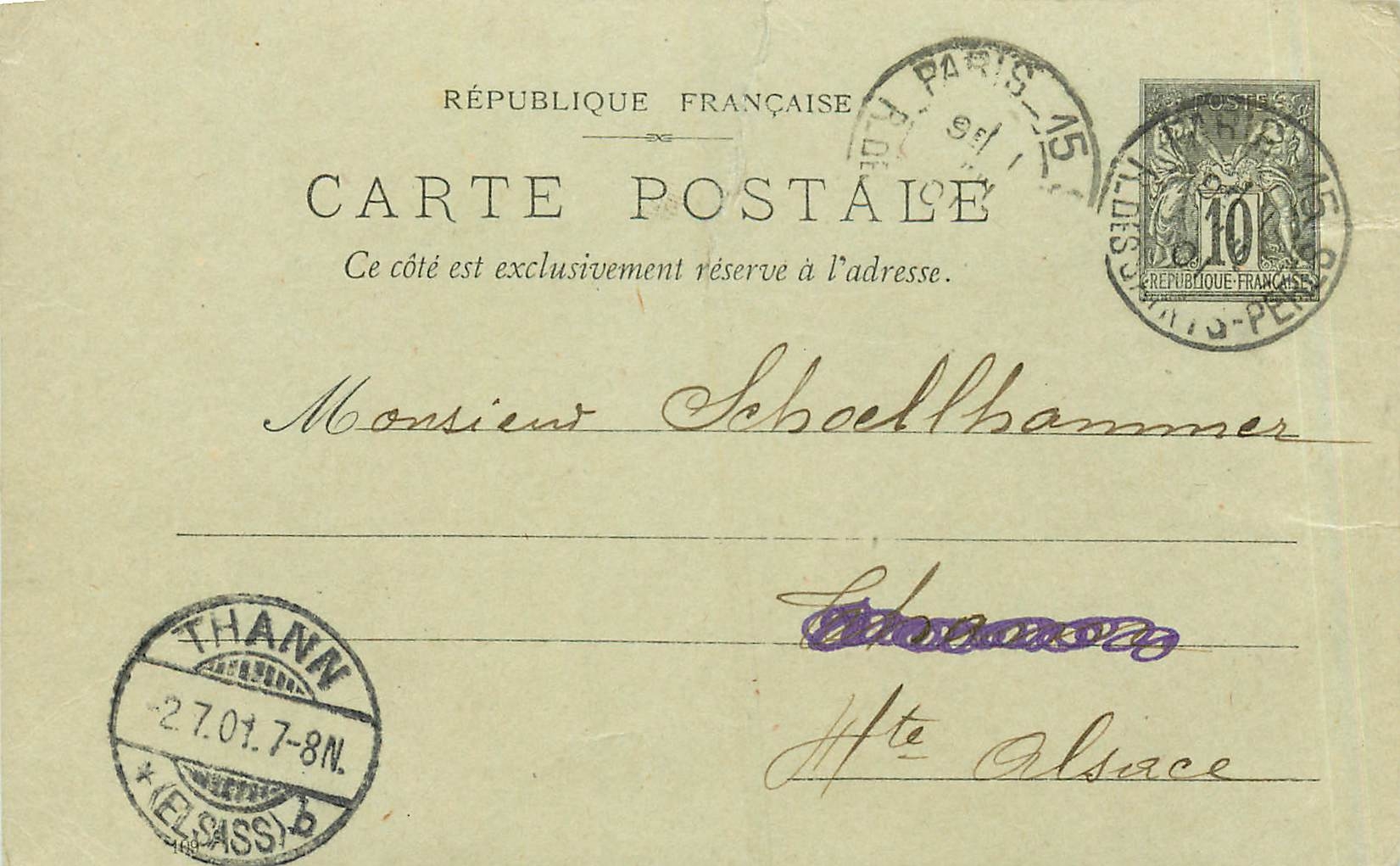 Entier Postal Stationary 10c Sage pour Cincinnati