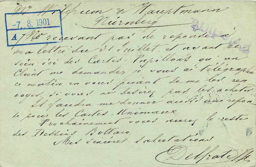Entier Postal Stationary 10c Mouchon pour Nurmberg — Rückseite