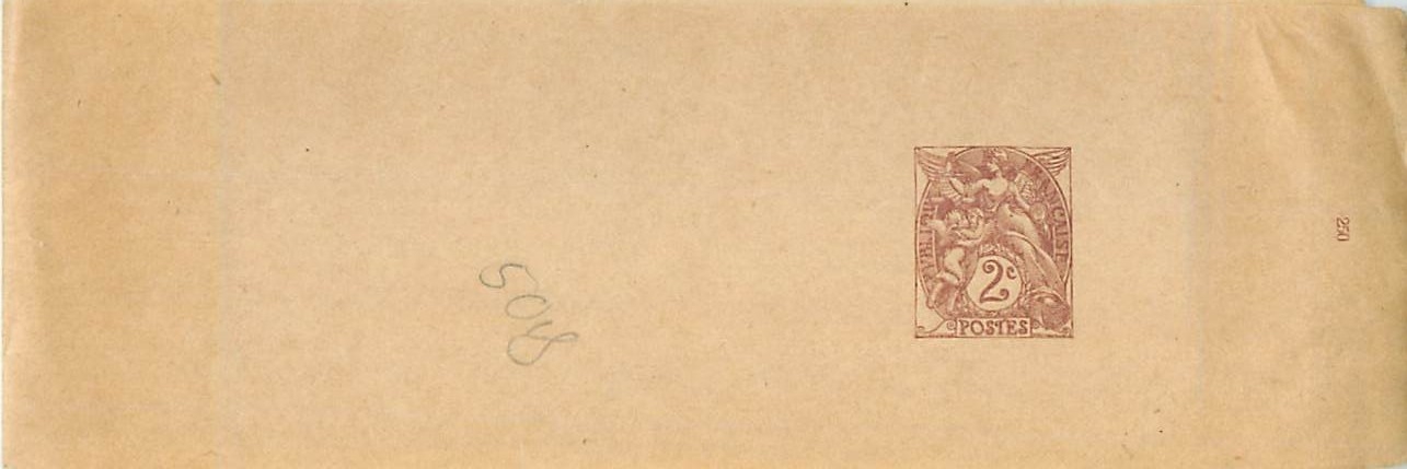Entier Postal Stationary Bande 2c Type Blanc numero 250