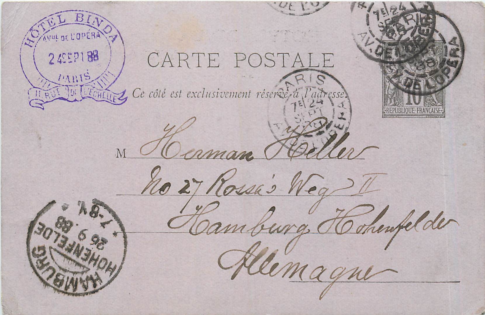 Entier Postal Stationary 10c Sage pour Allemagne