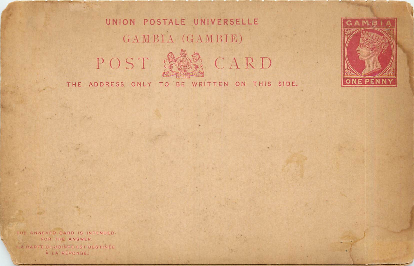 Entier Postal Stationary Gambia 