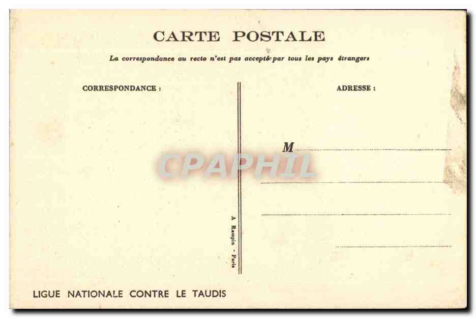 CPA Fantaisie Laisse le il est pas encore habitue c'est les puces Illustrateur Poulbot — Rückseite