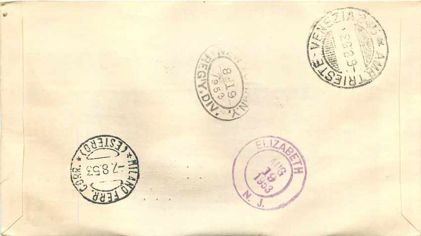 Entier Postal Stationary Italie Italia AMG FTT 1953 FDC Patto Atlantico Pacte Atlantique OTAN NATO — Rückseite