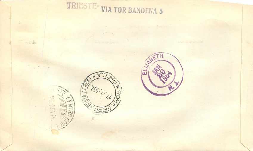 Lettre Cover Italie Italia AMG FTT FDC 1954 Taormina Rapallo Gardone Capri Siena  — Rückseite
