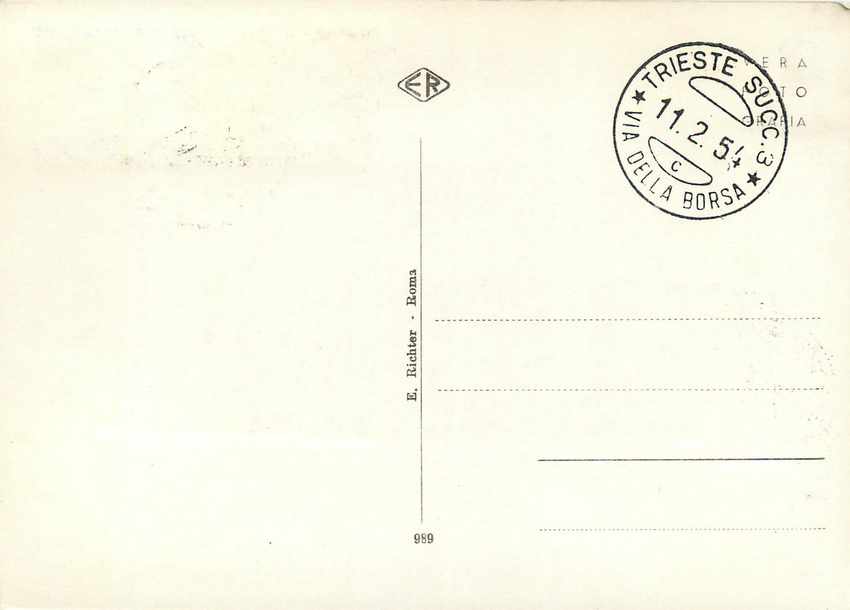 CARTE MAXIMUM Italie Italia AMG FTT  1954 — Back