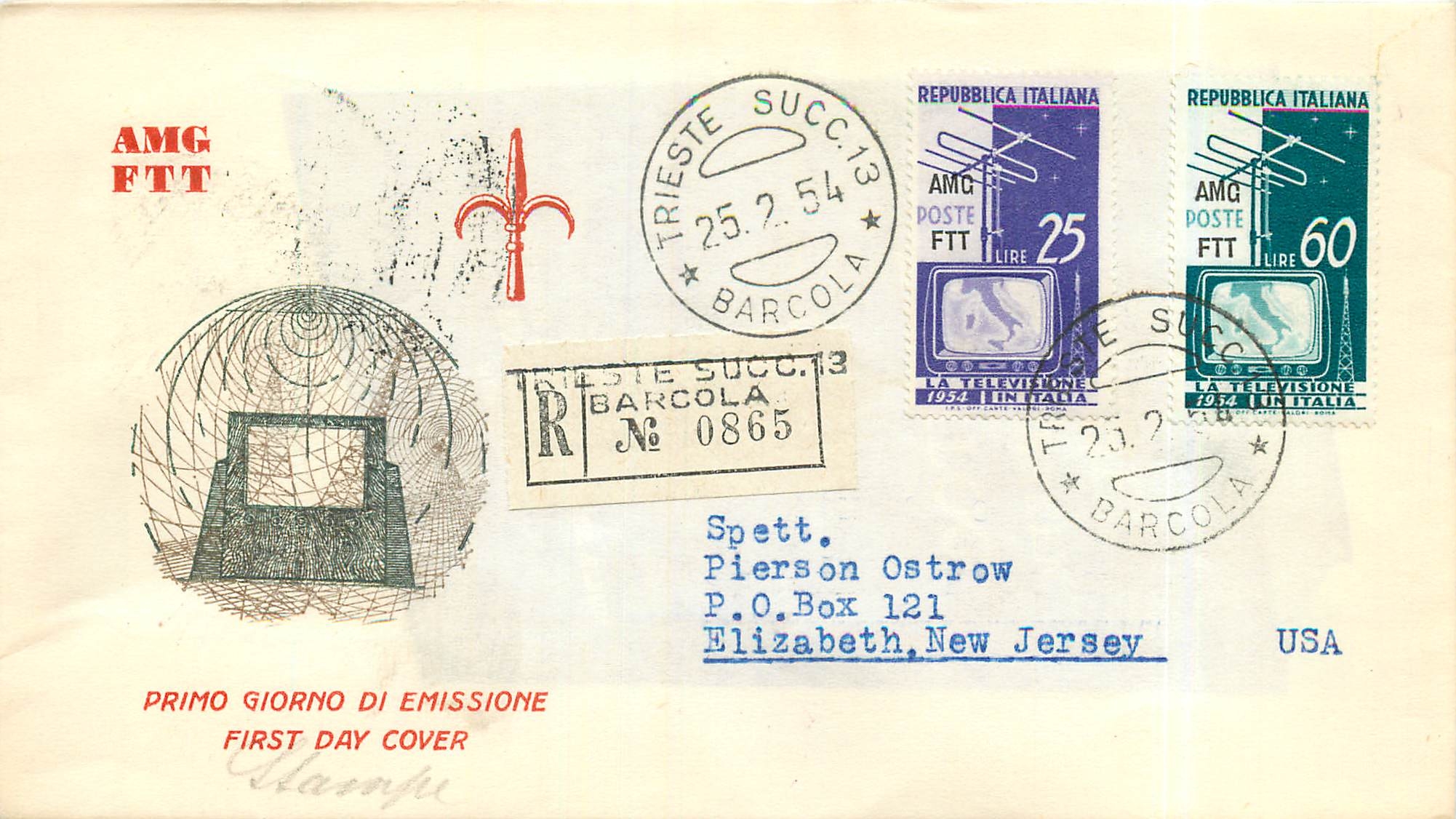 Lettre Cover Italie Italia AMG FTT FDC Televisione Television