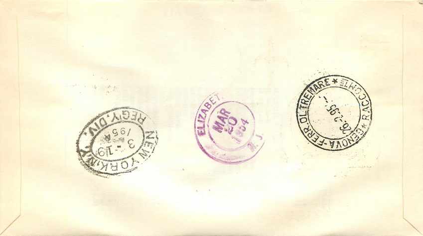 Lettre Cover Italie Italia AMG FTT Television TV 1954 FDC — Rückseite