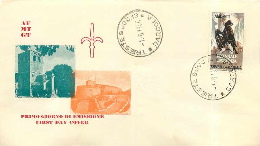 Lettre Cover Italie Italia AMG FTT FDC 1954 Aigle Resistenza Militaria Trieste