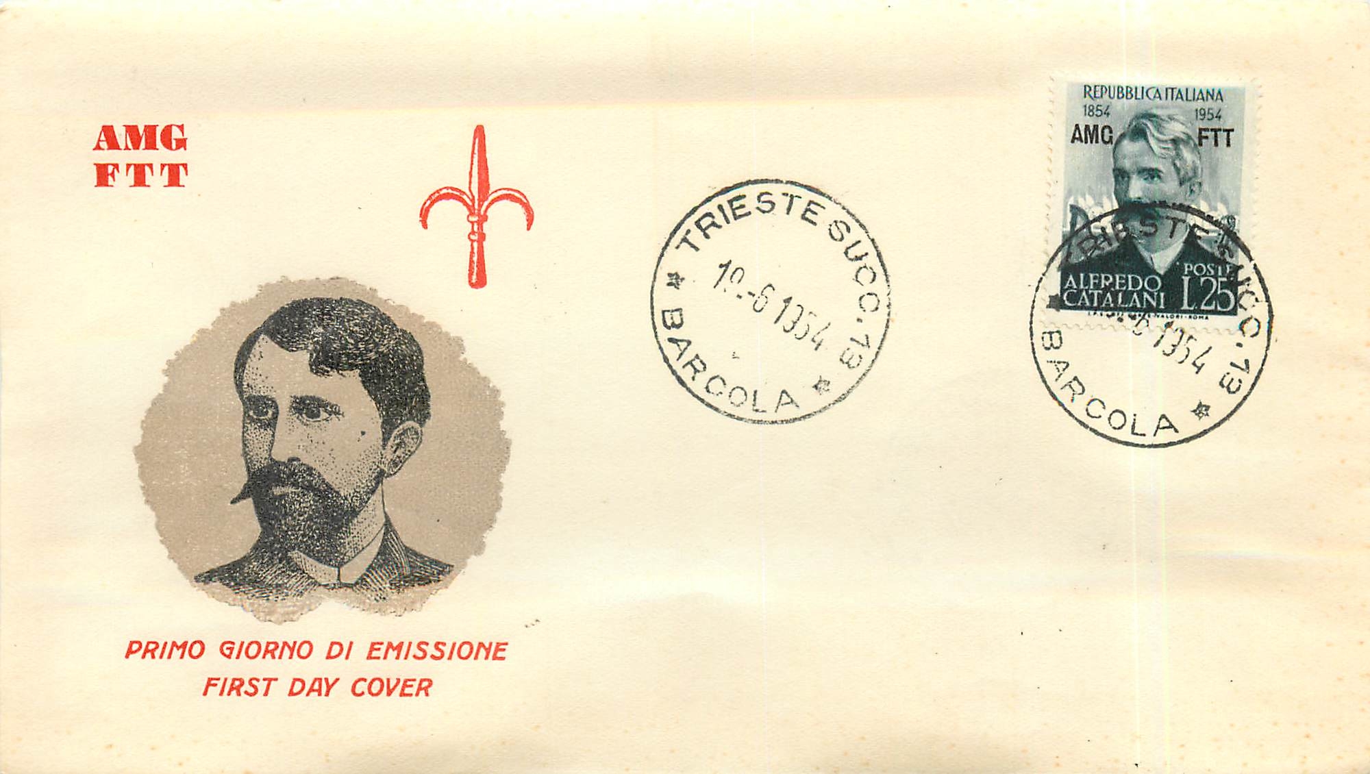Lettre Cover Italie Italia AMG FTT Alfredo Catalani FDC 1954