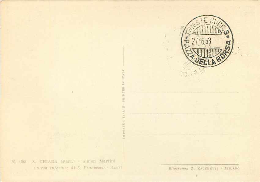 CARTE MAXIMUM Italie Italia AMG FTT Chiara Simon Martini Assisi — Verso