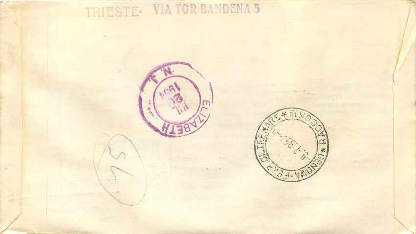 Lettre Cover Italia AMG FTT Marco Polo Chine China Dragon FDC 1954 — Back