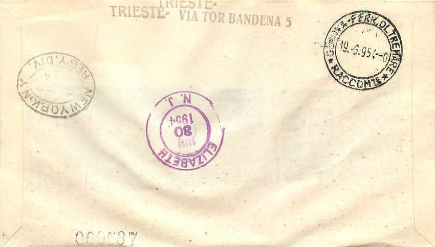 Lettre Cover Italia AMG FTT Fiera di Trieste 1954  — Back