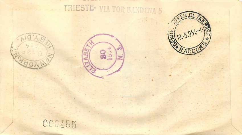Lettre Cover Italie Italia AMG FTT FDC Fiera di Trieste 1954 — Back