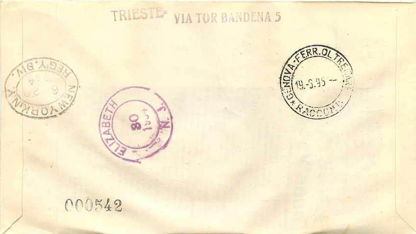Lettre Cover Italie Italia AMG FTT FDC Fiera di Trieste 1954 — Back