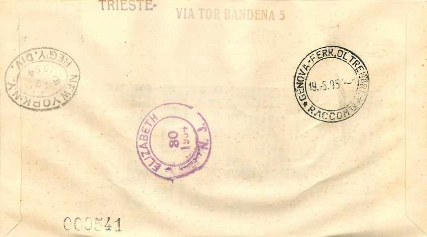 Lettre Cover Italie Italia AMG FTT FDC Fiera di Trieste 1954 — Back