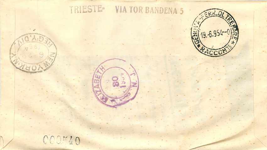 Lettre Cover Italie Italia AMG FTT FDC Fiera di Trieste 1954 — Back