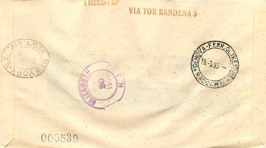 Lettre Cover Italie Italia AMG FTT FDC Fiera di Trieste 1954 — Back