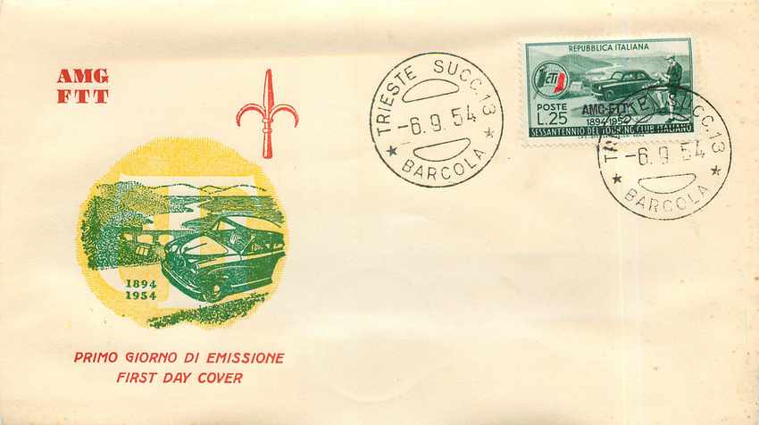 Lettre Cover Italie Italia AMG FTT FDC Touring Club Automobile 1894 1954