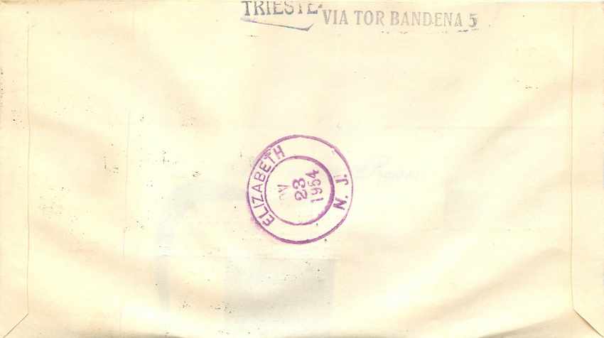 Lettre Cover Italie Italia AMG FTT FDC 1954 Roma Rome  — Back