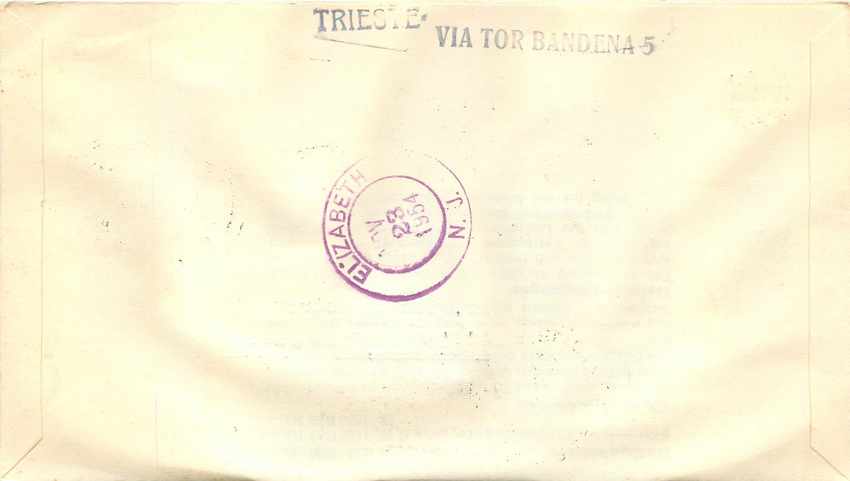 Lettre Cover Italie Italia AMG FTT FDC 1954 Roma Rome  — Back