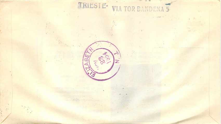 Lettre Cover Italie Italia AMG FTT FDC 1954 Roma Rome  — Back