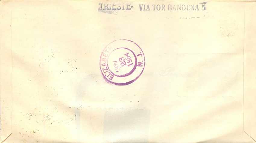 Lettre Cover Italie Italia AMG FTT FDC 1954 Roma Rome  — Rückseite