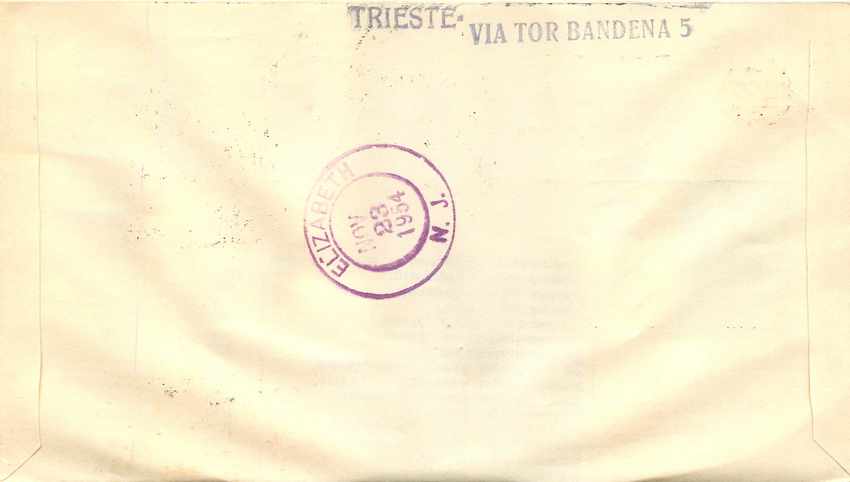 Lettre Cover Italie Italia AMG FTT FDC 1954 Roma Rome  — Back