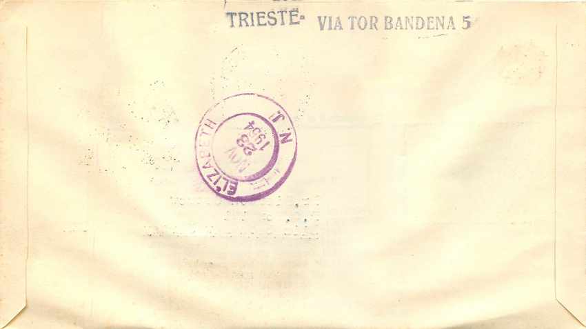 Lettre Cover Italie Italia AMG FTT FDC 1954 Roma Rome  — Back