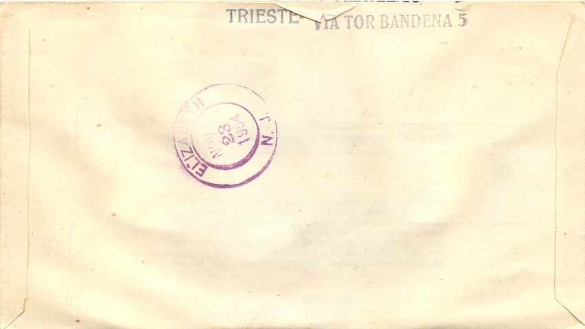 Lettre Cover Italie Italia AMG FTT FDC 1954 Roma Rome  — Back
