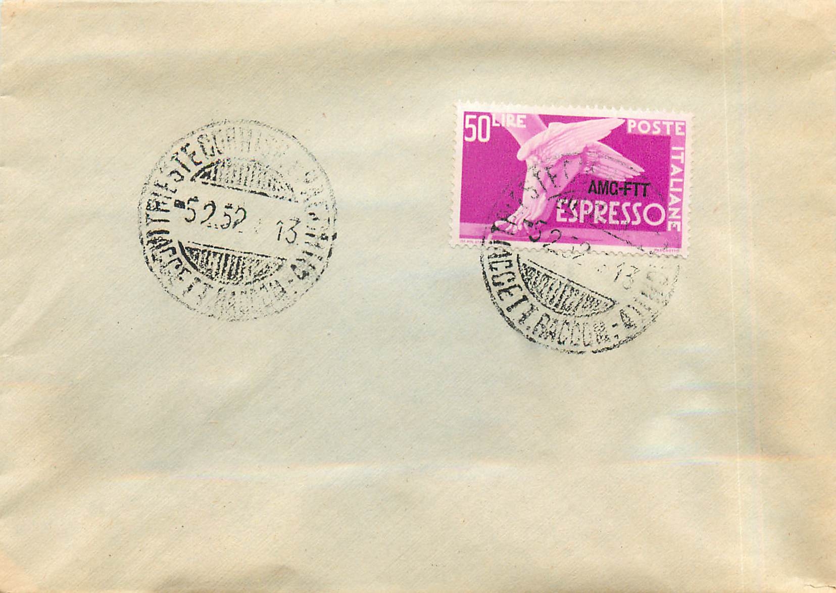 Lettre Cover Italie Italia AMG FTT FDC 1952 Ailes Pied 