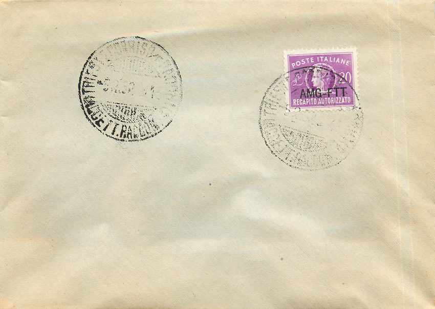 Lettre Cover Italie Italia AMG FTT FDC FDC 1952
