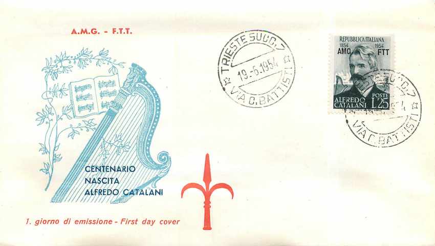 Lettre Cover Italie Italia AMG FTT FDC Alfredo Catalani Harpe Musique