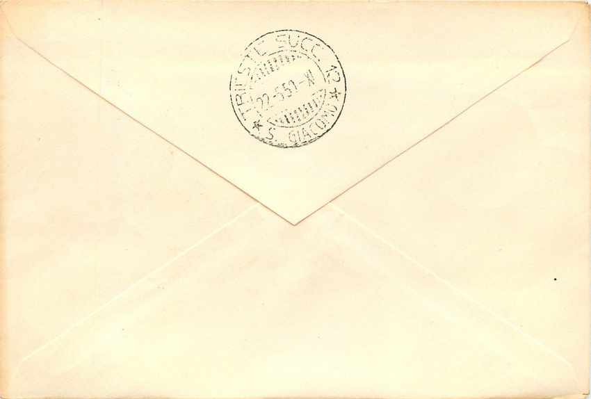 Lettre Cover Italia AMG FTT 1950 FDC  — Rückseite