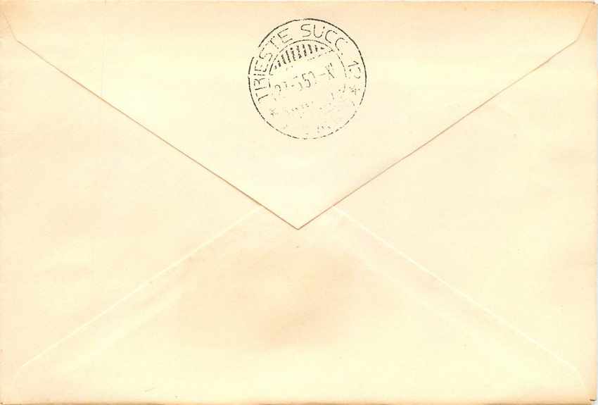 Lettre Cover Italia AMG FTT 1950 FDC  — Rückseite