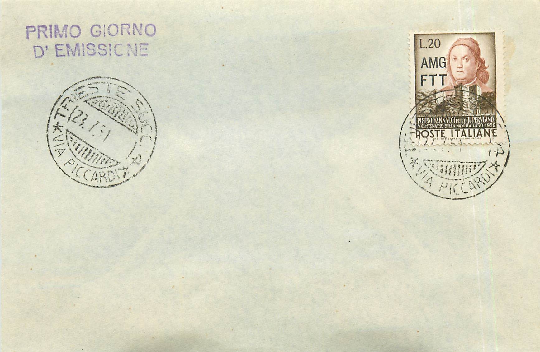 Lettre Cover Italia AMG FTT 1951 Perugino