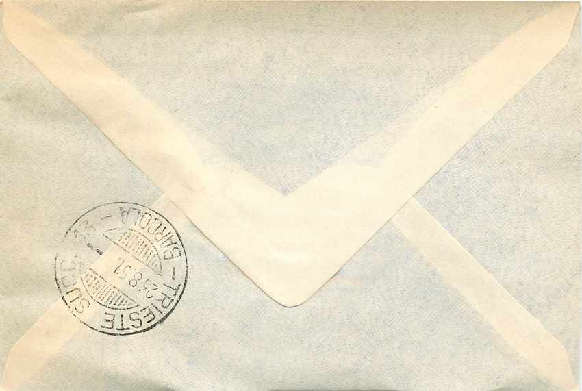 Lettre Cover Italia AMG FTT 1951 FDC Cyclisme Velo Cycle Cycling — Rückseite
